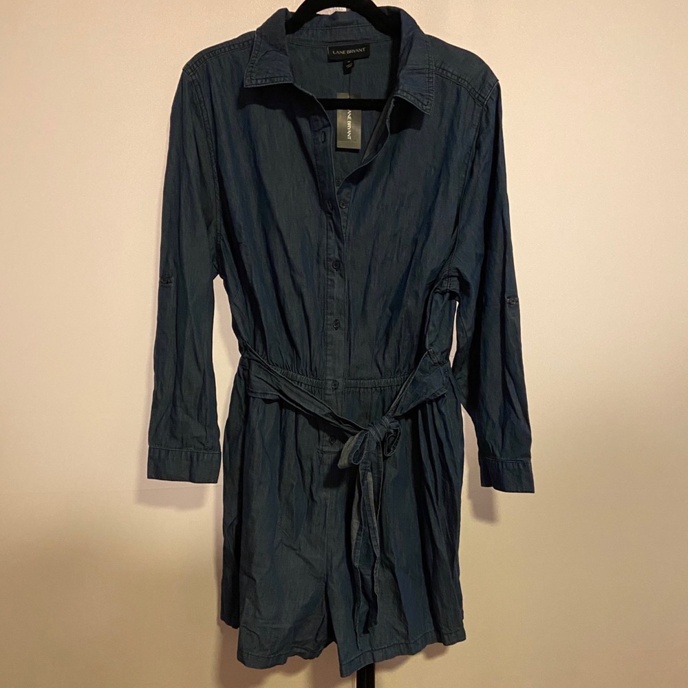 NWT Lane Bryant Chambray Long Sleeve Romper Size18